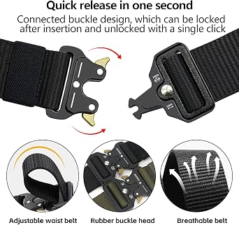 4PCS Tactical Belt, Work Belts for Men Military Quick Release Nylon Adjustable Webbing Belt for for Outdoor Work Daily Casual Use
