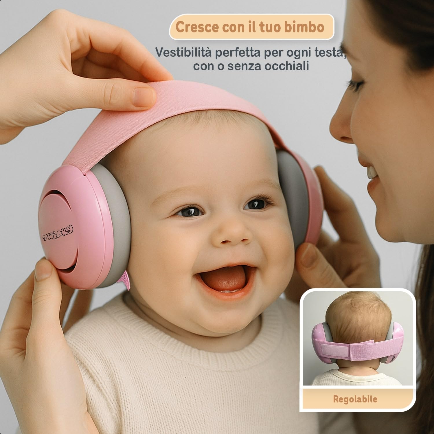 Twinky Cuffie Antirumore per Neonati e Bambini 0–36 Mesi – Cuffie Protettive Regolabili e Confortevoli – Baby Ear Muffs per Protezione dell’Udito e Sonno Migliore