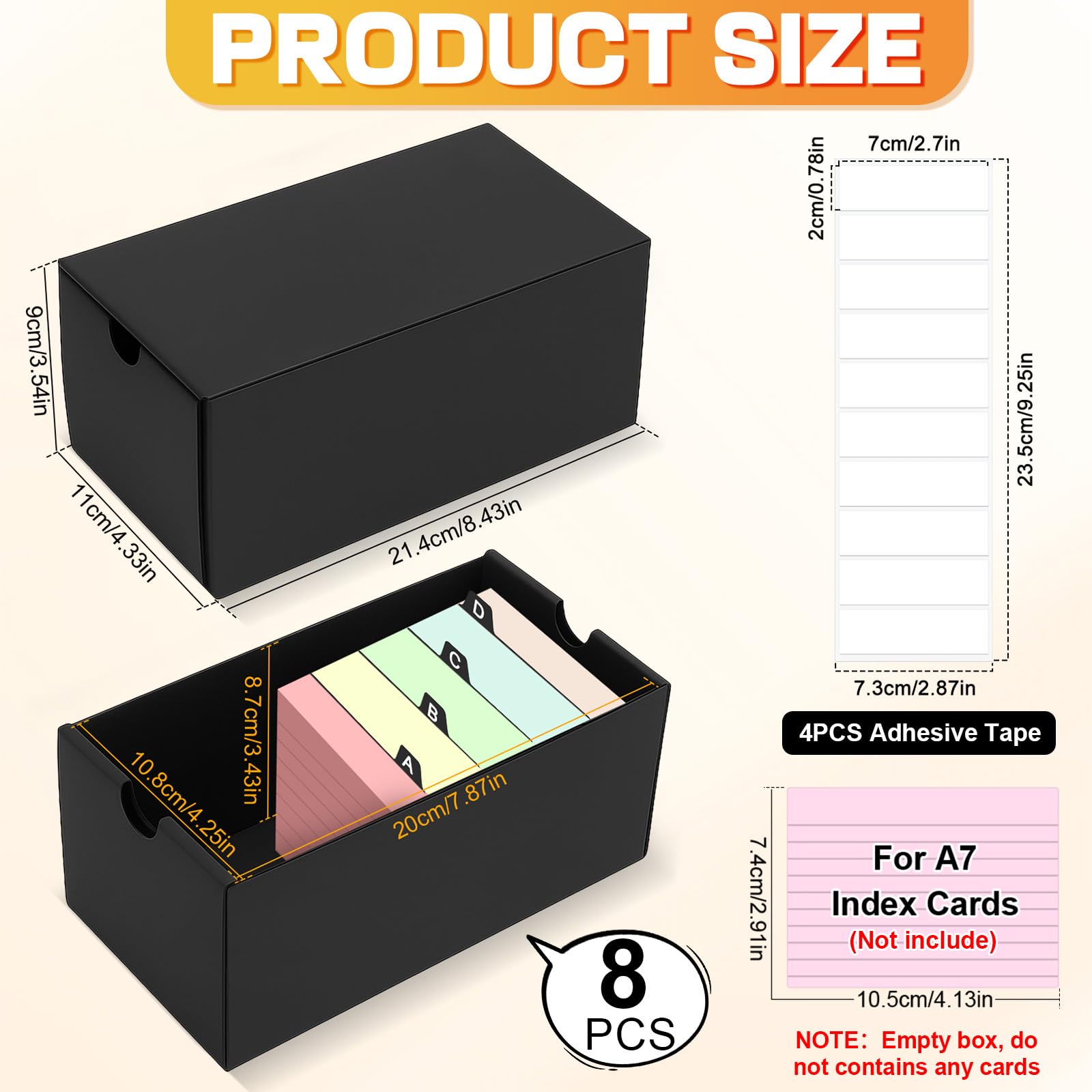 HIMOMO 8 pièces Boîtes à Fiches pour cartes A7, Boîte de cartes indexes 22,5 x 11,5 x 4,5 cm