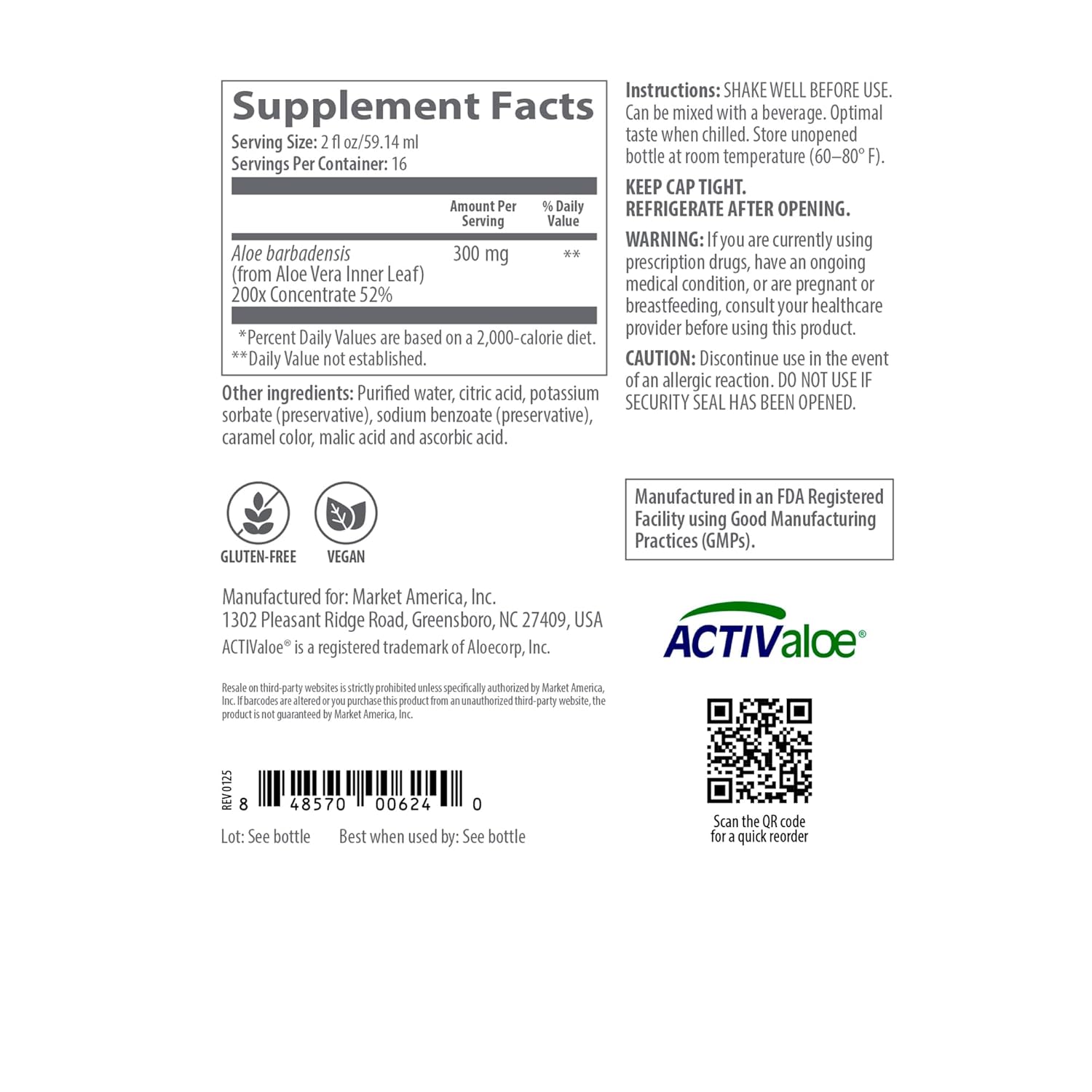 Ultimate Aloe™ Juice – Inner Leaf Aloe Vera for Digestive & Nutrient Absorption Support, Vegetarian, Gluten-Free, Drinkable Supplement, Single Bottle, Natural Flavor