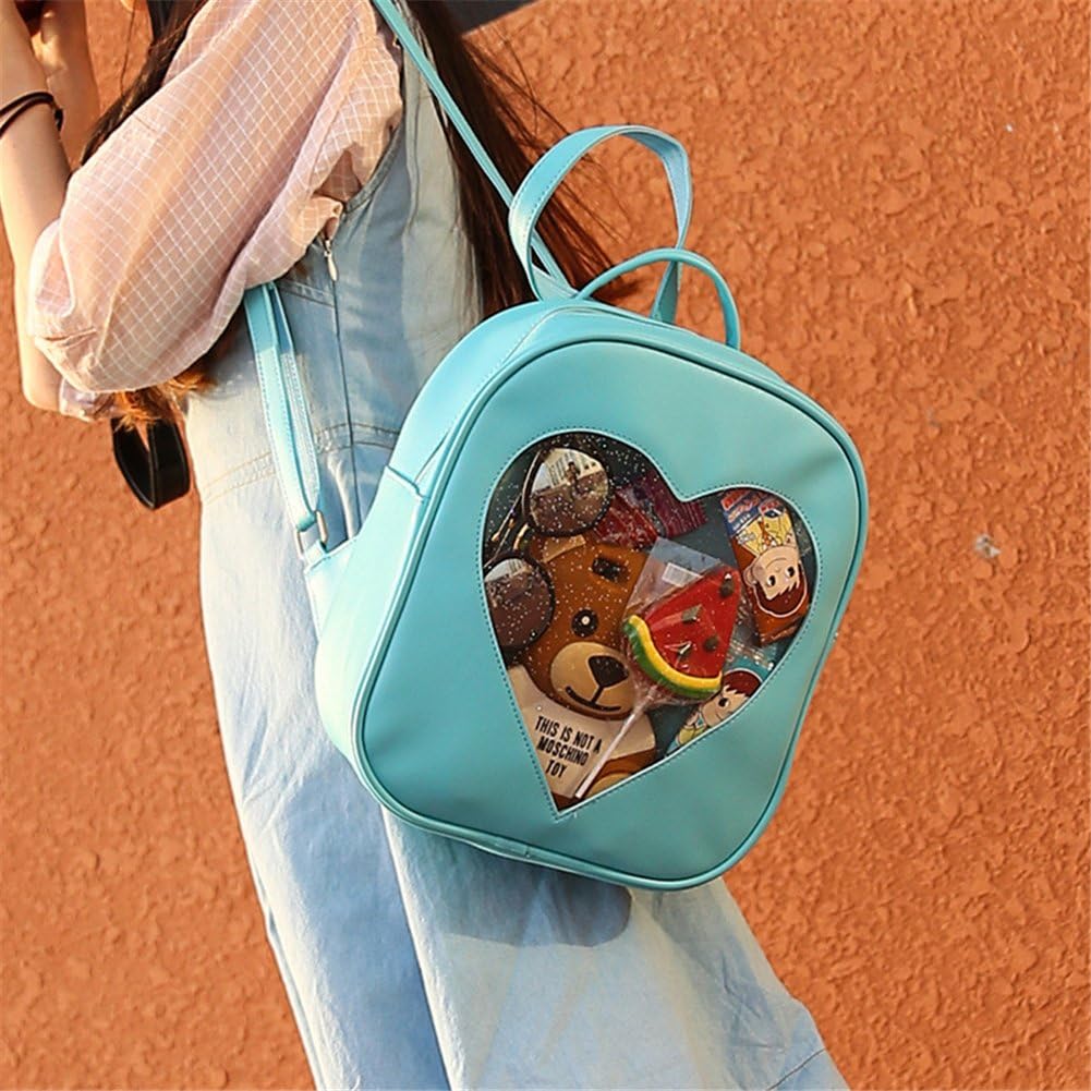 2019 Summer Candy Backpacks Transparent Love Heart Shape Pu Leather School Bags Purse Lovely Ita Bag