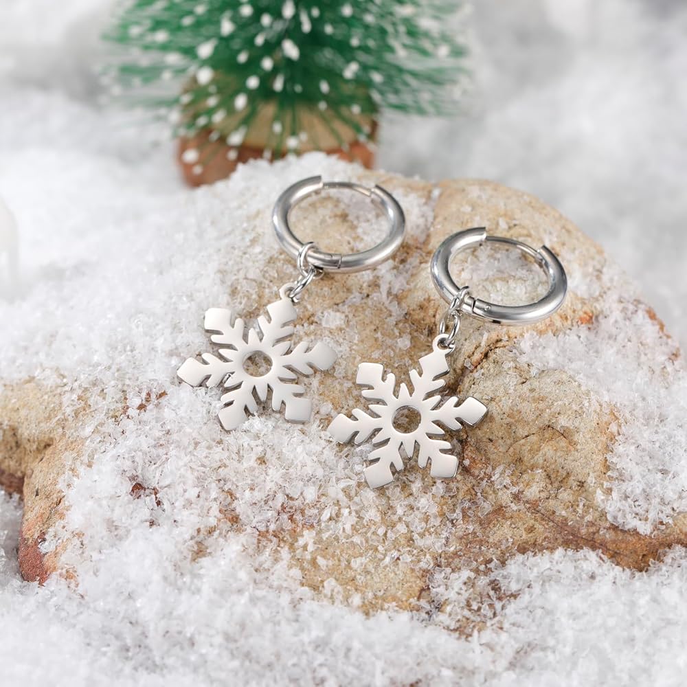 Orecchini Fiocco di Neve in Acciaio Inossidabile - Elegante Regalo