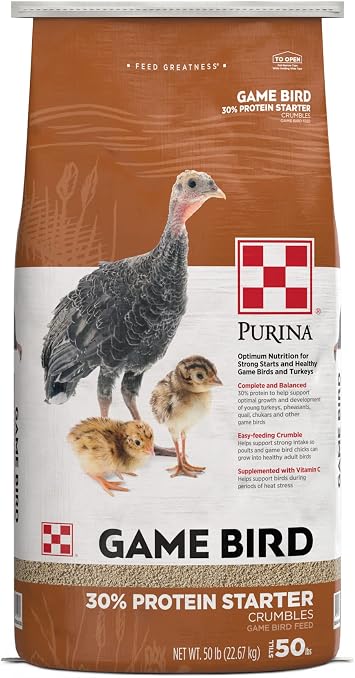 Purina | Game Bird + Turkey Startena Complete Feed | 50 Pound (50 lb.) Bag