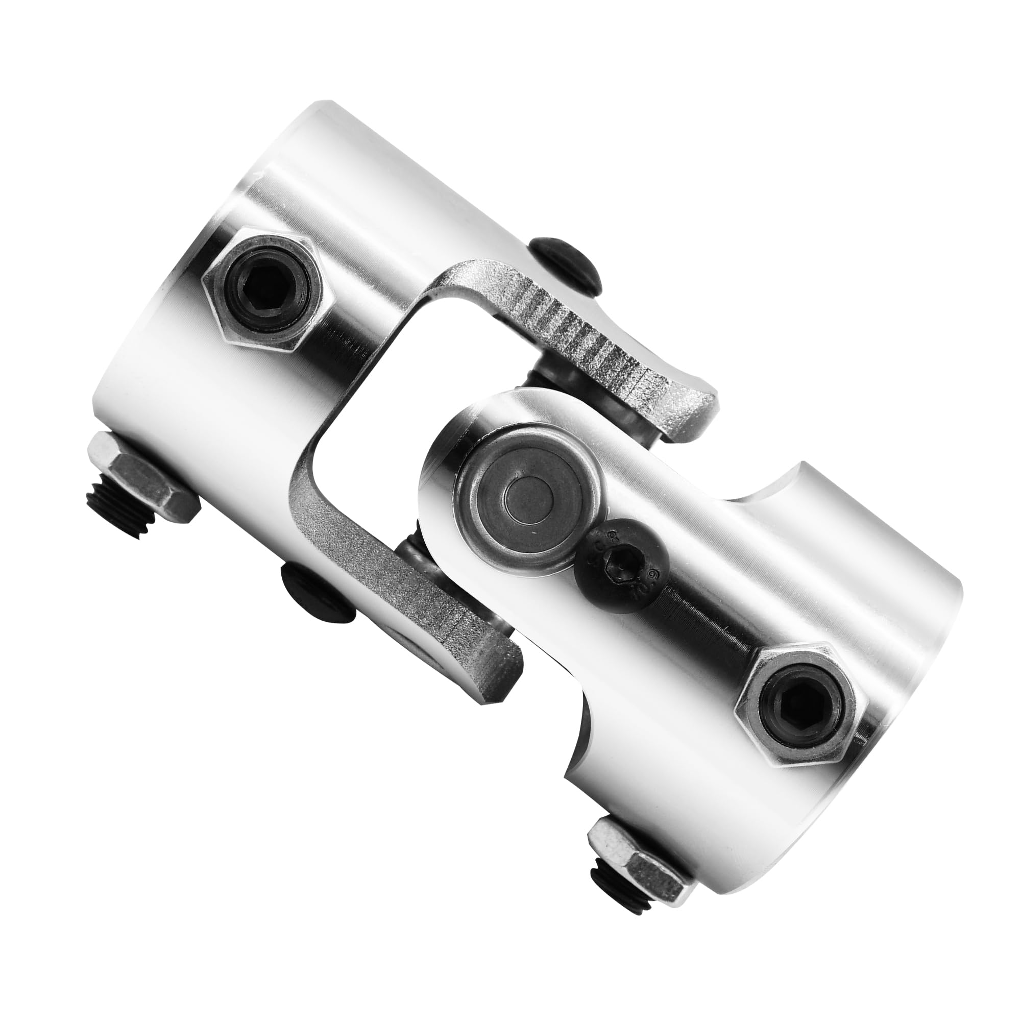 View 1 of 1" DD x 1" DD Chrome Steering Universal Joint Single U Joint Shaft,Total Length: 83mm (3-1/4")
