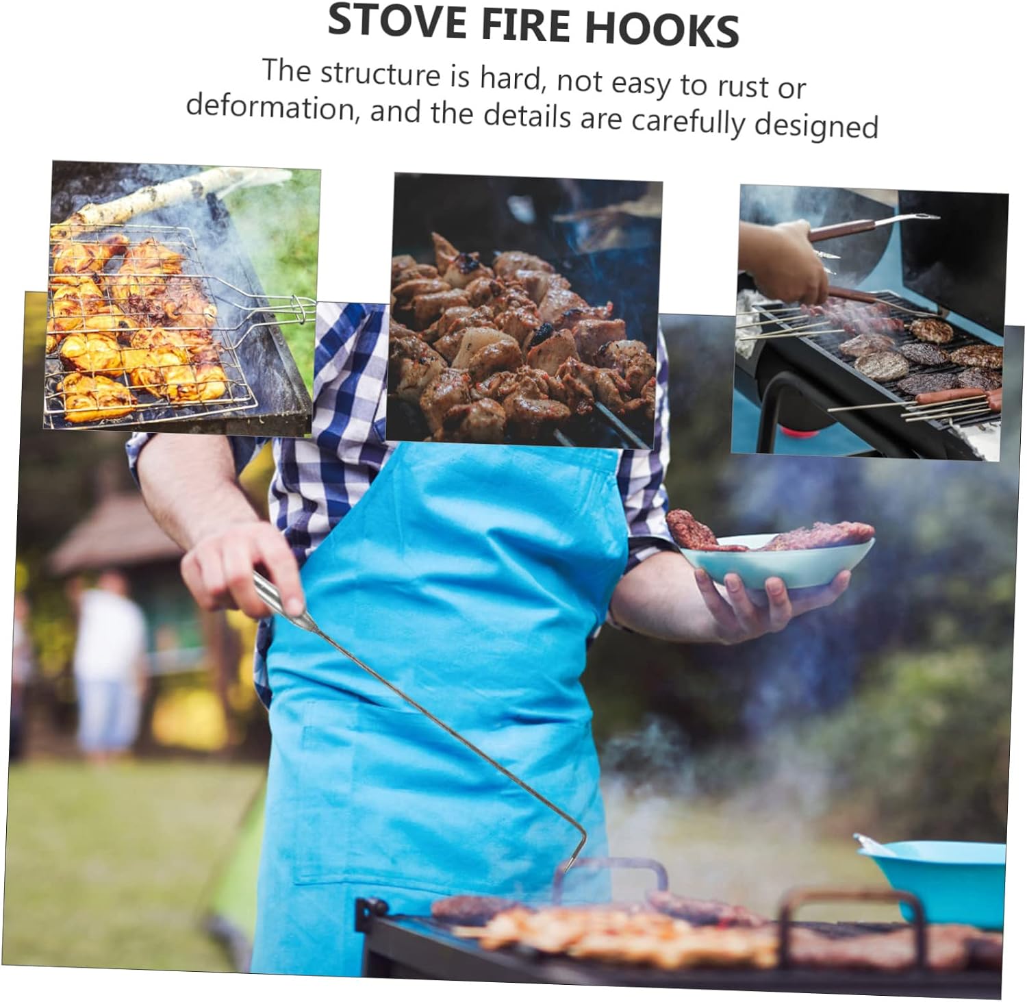 PRETYZOOM Stove Fire Hooks 4Pcs Stainless Steel Ash Tool Poker for Barbecue