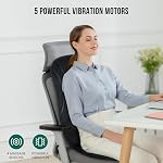 Snailax Massager dos vibrant avec chaleur, masseur de siège, 8 Moteurs vibrants & 5 Modes, Chaise Coussin de massage, Bureau, Cadeaux pour les femmes Hommes