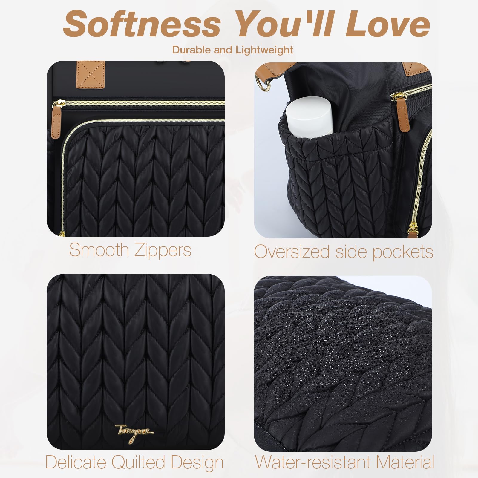 Borsa Fasciatoio a Tracolla Multifunzione per Pannolini da Viaggio con Tasche Isolate, Nero