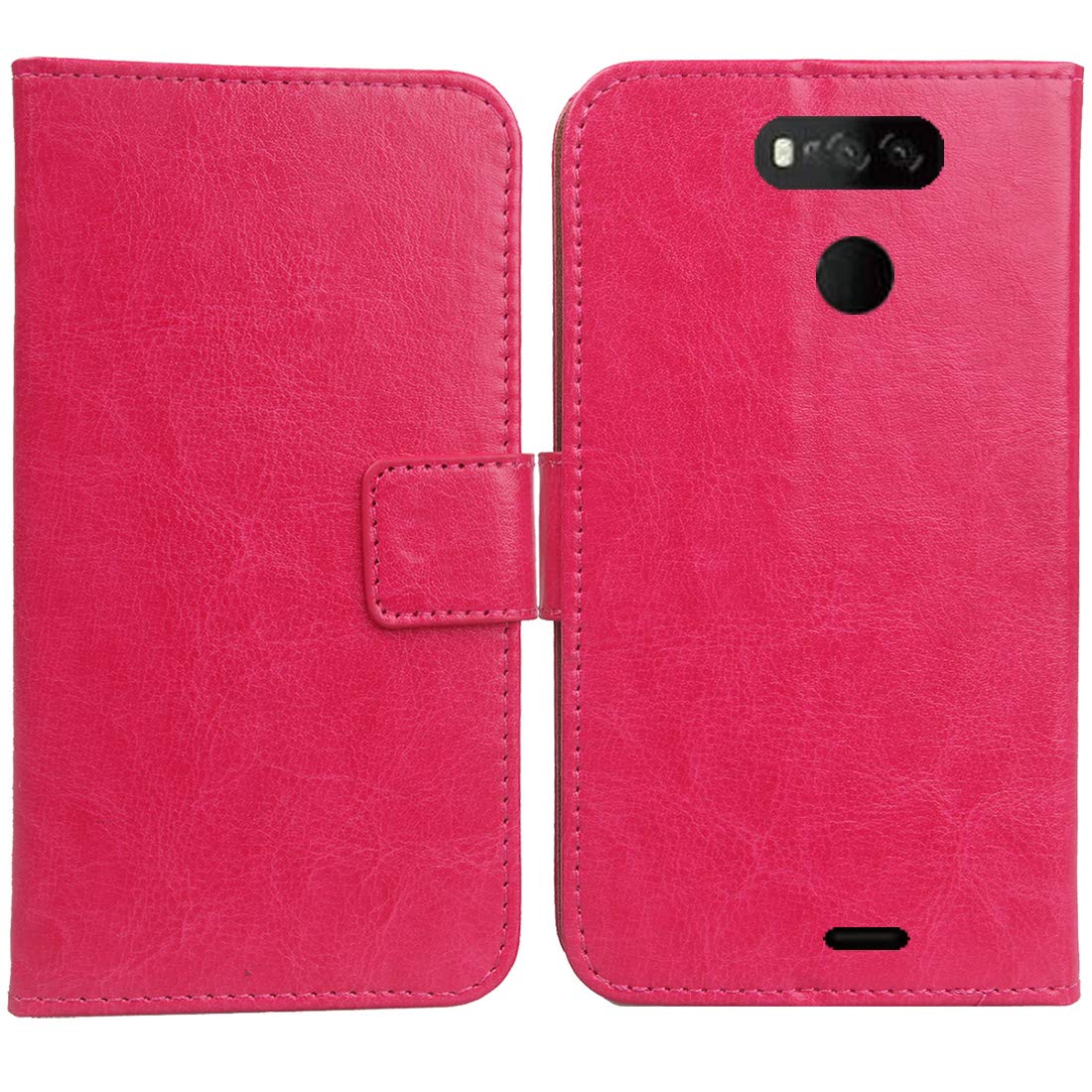 Color Design PU Wallet Flip Leather with Card Slots Cover Skin Protection Case Shell for LEAGOO XRover C 5.72" (Rose)
