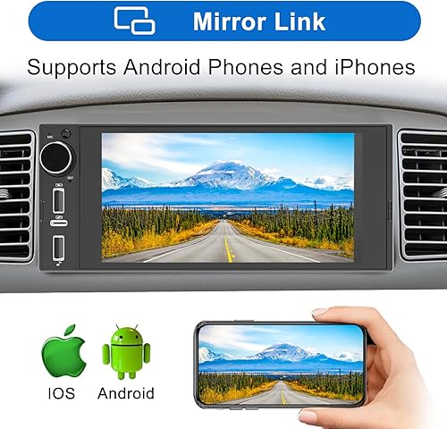 Miniatura 5 de Radio de pantalla táctil DIN individual inalámbrica Apple Carplay Android Auto, estéreo de automóvil de 6.2 pulgadas con enlace de espejo,