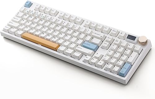 Miniatura 1 de NJ98 Teclado mecánico inalámbrico personalizado con perilla de pantalla 96% teclado RGB intercambiable en caliente Mac Windows (blanco, placa de