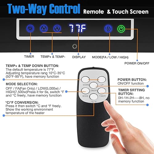 Miniatura 9 de KEN BROWN Calentador de montaje en techo forzado con ventilador de 300040005000W con controles de doble perilla para garaje, taller, almacén o área