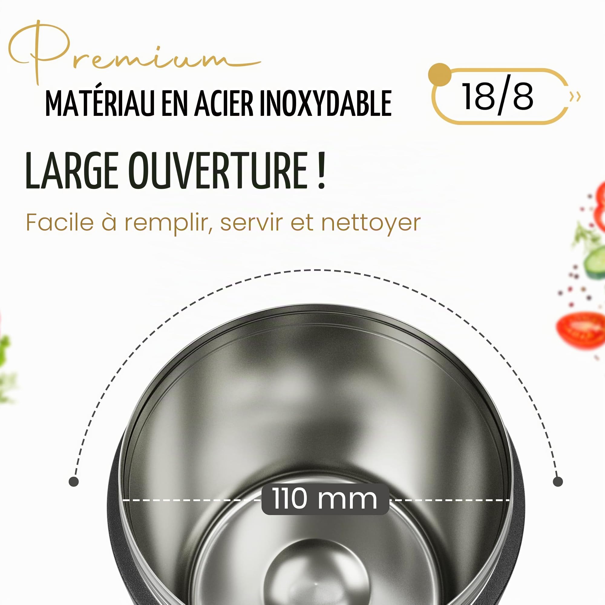 HEEMBURG Henkelmann - Récipient thermique pour aliments - 1 l - En acier inoxydable - Double paroi isolée - Pour repas, soupe, déjeuner, aliments pour bébé - Pour bureau, travail, déplacements