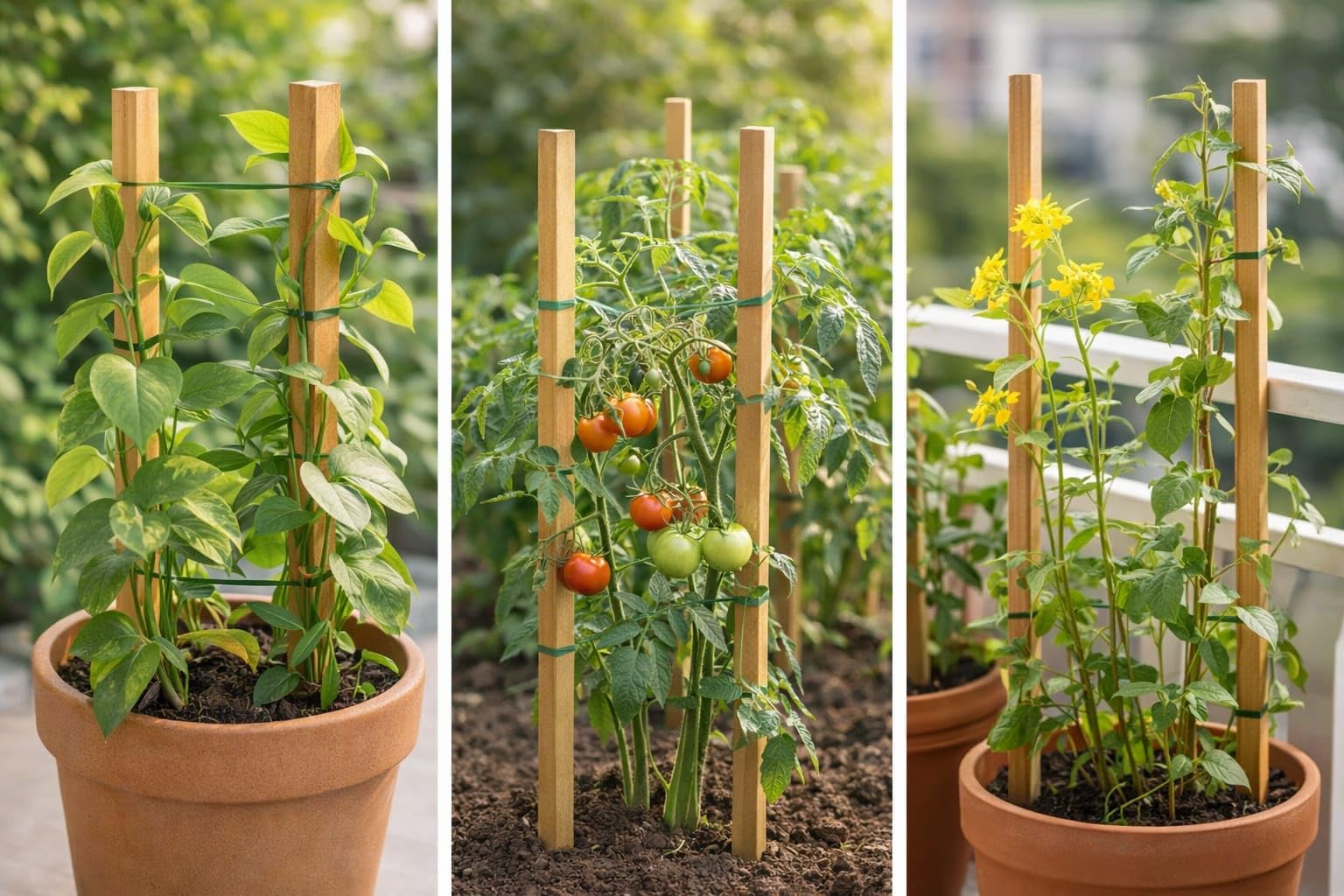 Teak Plant Support Sticks - 15 Pack -6