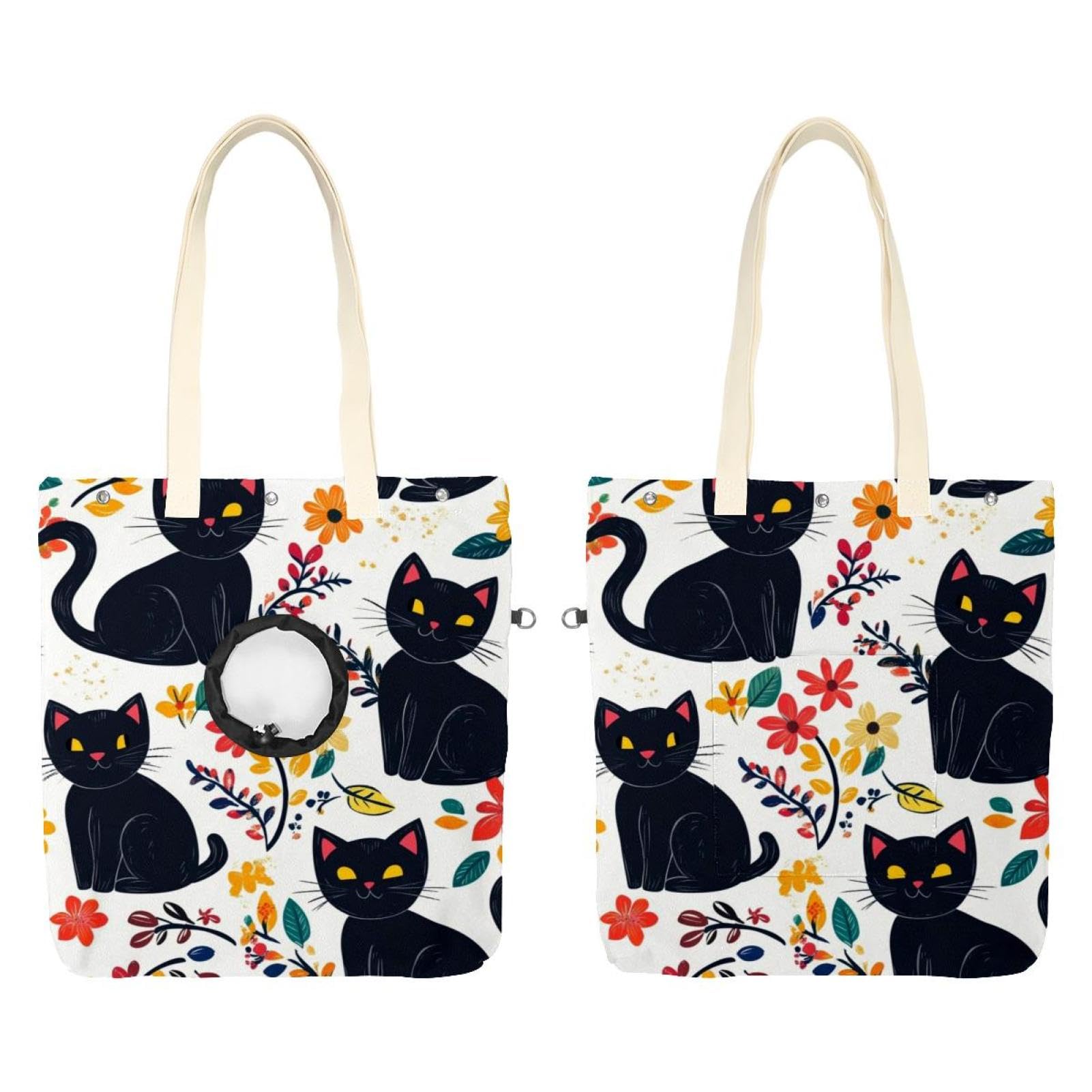 Bolsa de hombro para mascotas Show Head con diseño de gatos negros para paseos cómodos