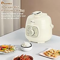 Vista 3 de IAGREEA Olla arrocera, olla a presión eléctrica rápida, multicocina portátil con 6 ajustes de menú para harina de avena de arroz blanco/integral