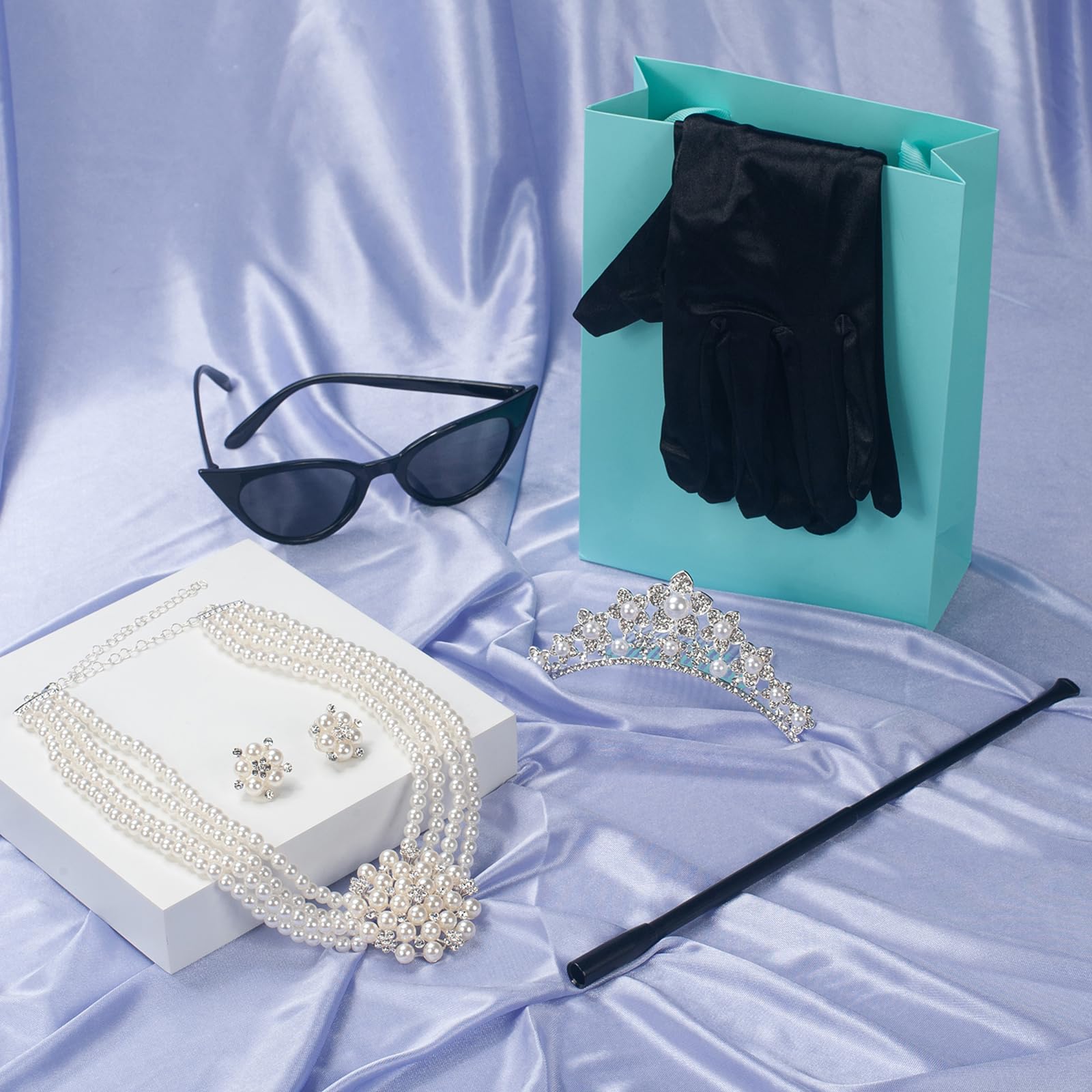 Set di 6 Accessori da Donna Anni '20, Costume da Audrey Hepburn, Accessori per la Colazione da Tiffany, per Halloween e Cosplay