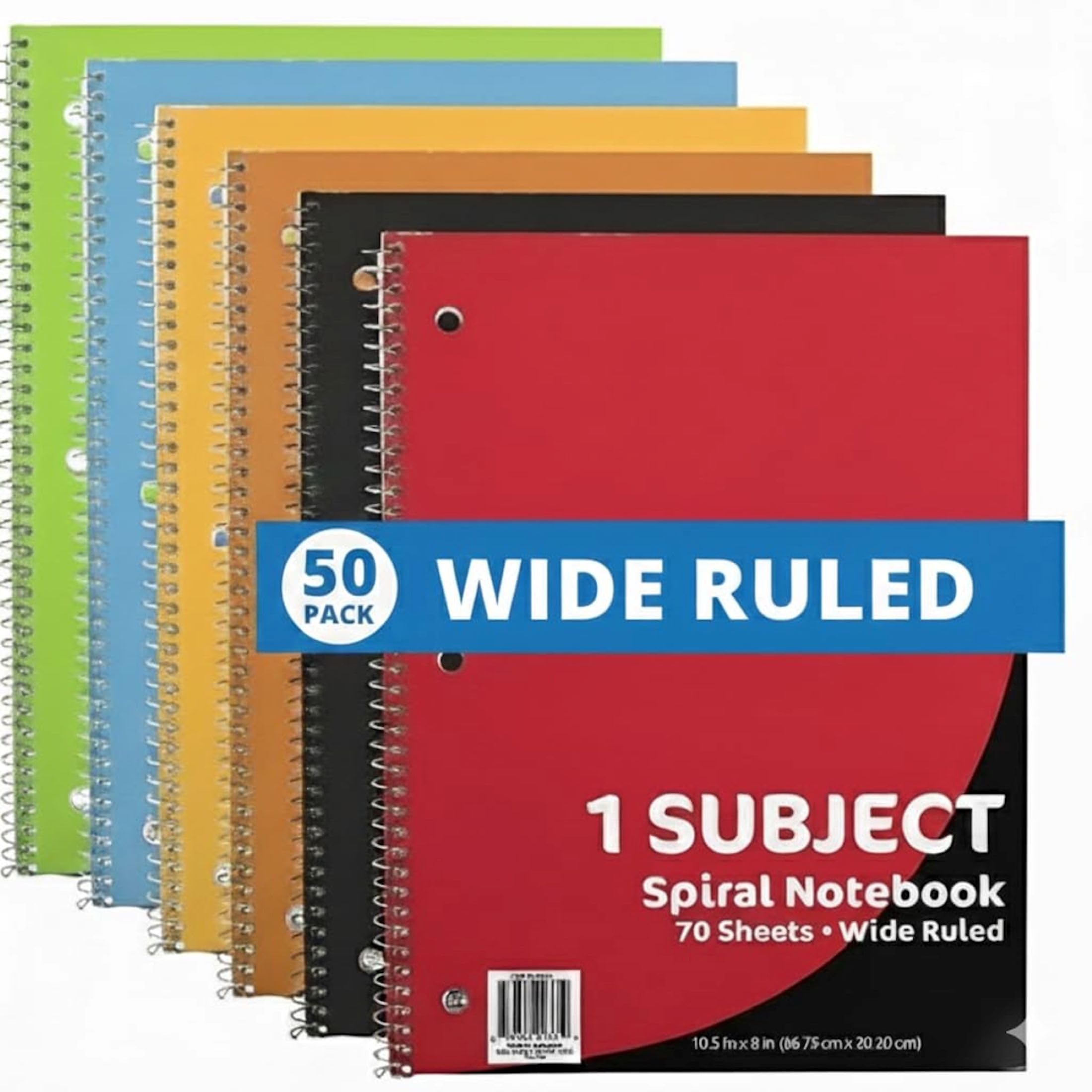 Trail maker 50 Notizbücher – ein Fach, breit liniert, Großpackung, 70 Blatt, Notizbücher für Kinder, Schule, Journaling, Notizen, Studenten und Arbeit