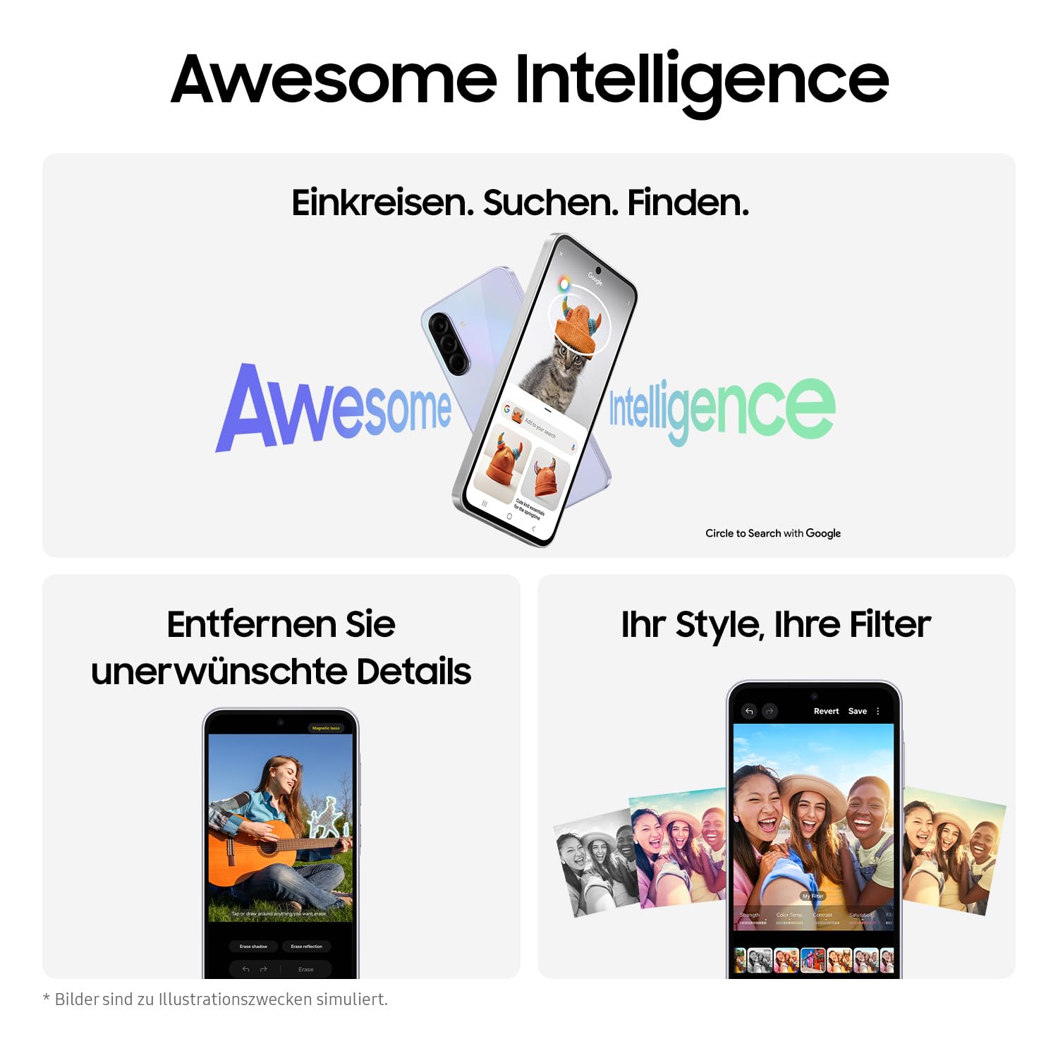 Samsung Galaxy A36 5G Enterprise Edition, AI Smartphone ohne Vertrag, Android-Handy mit Knox Suite, 6 GB RAM, 128 GB Speicher, 50-MP-Kamera, Awesome Graphite, 3 Jahre Herstellergarantie