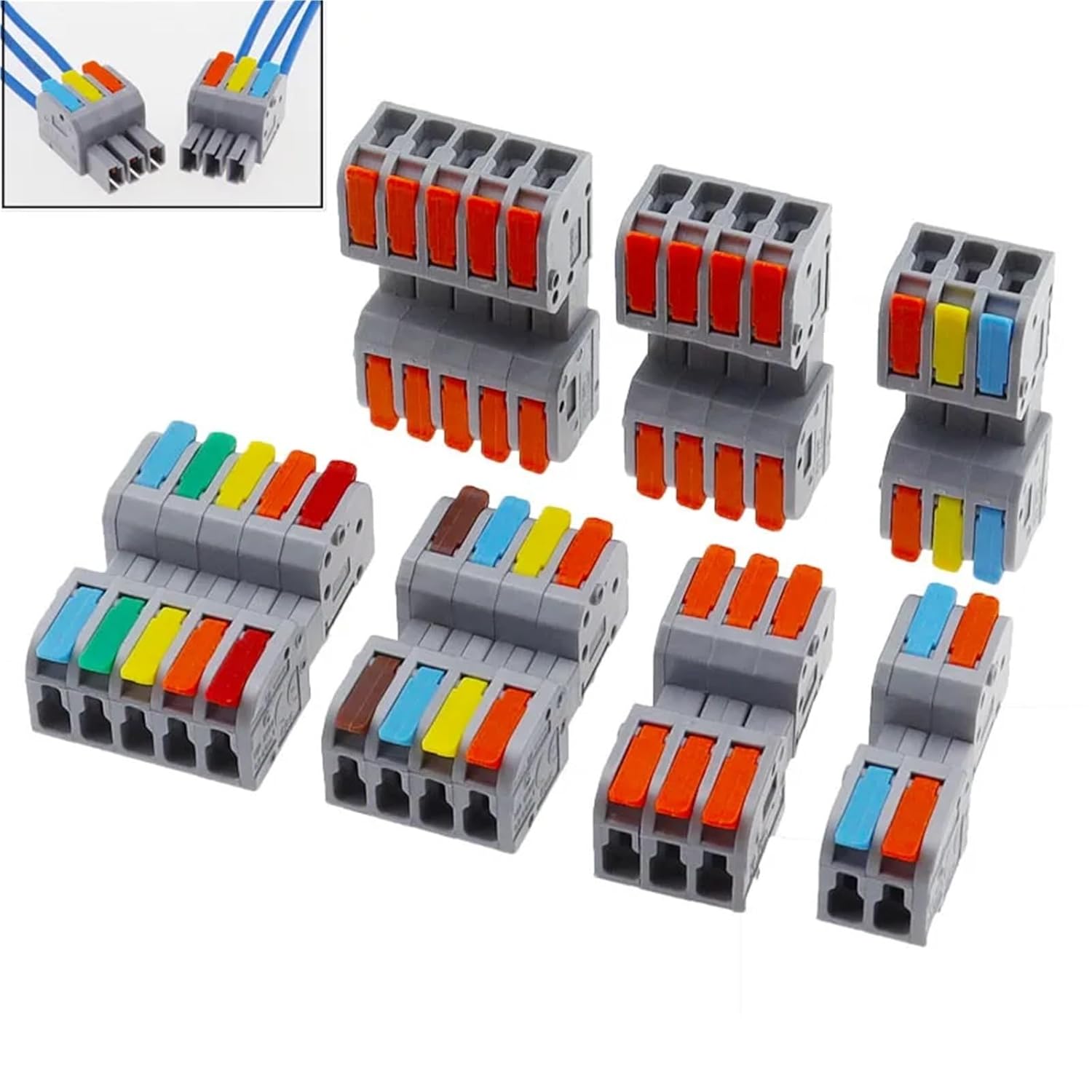 GUMMMY Docking Mini Quick Wire Connector Universal Compact Electrical Wiring Connectors Push-in Butt Conductor Terminal Block(DF-2604D-5,5Pcs)