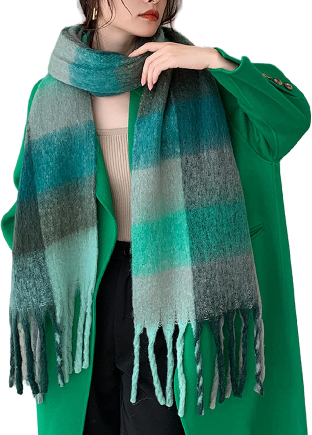 Wander Agio Winter Women Warm Scarf Long Shawl Large Scarves Cold Weather Thick Blanket Scarfs Colorful Plaid