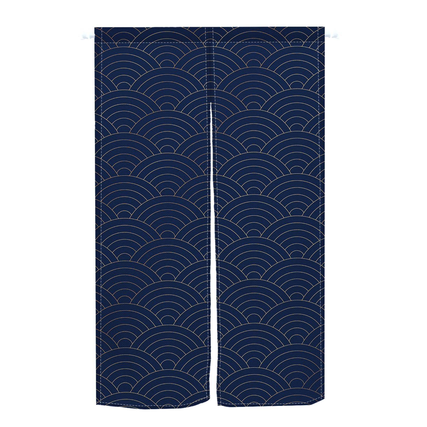 Japanese Style Noren Doorway Curtain - Great Wave Print, Polyester 34"W X 60"L For Privacy, Room Divider, Kitchen, Restaurant Decor
