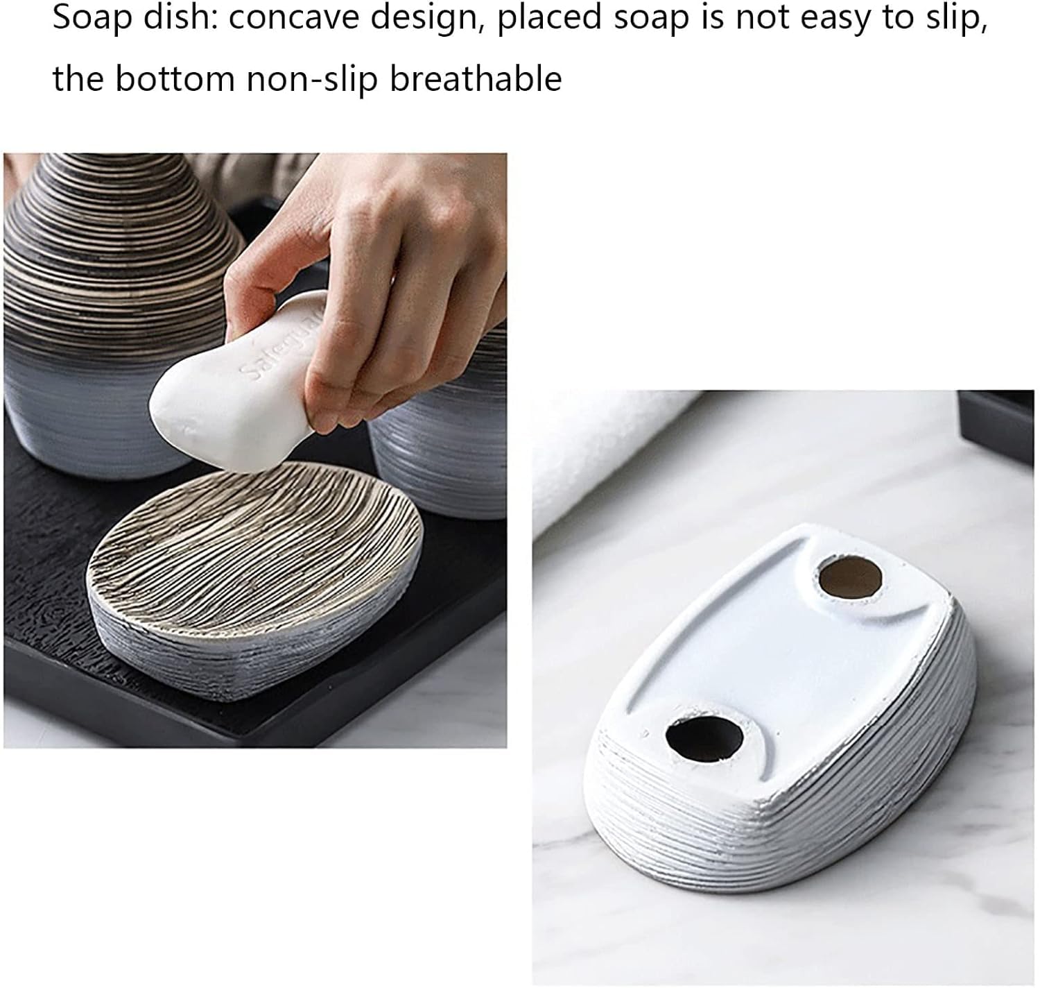 Bote de cerámica para cepillos de Dientes, Accesorios de baño, decoración de encimera de tocador con dispensador de jabón, Kit de Soporte para cepillos de Dientes,B