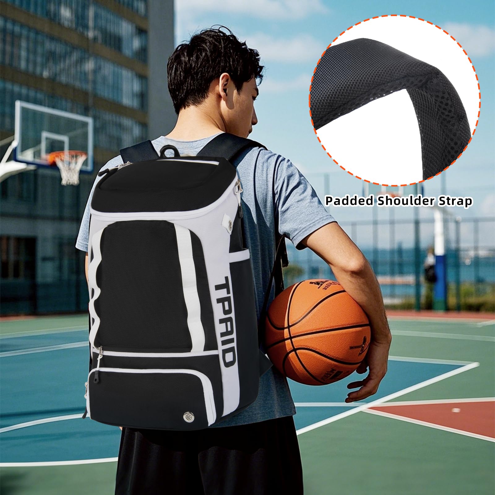 KINGSLONG Basketball Rucksack Fußballrucksack Große Kapazität Softball Tasche mit Schuhfach und Zaunhaken, leichte Fußball Volleyball Softball Ausrüstung für Schläger, Helme, Hüte,Schuhe