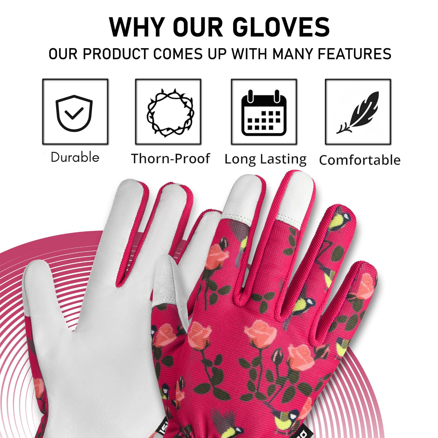 Islero Gardening gloves for Men and Women Tough Thorn Proof Comfortable Breathable Protective leather with Strong Grip Rigger Garden work Safety gloves (short red - Image 2
