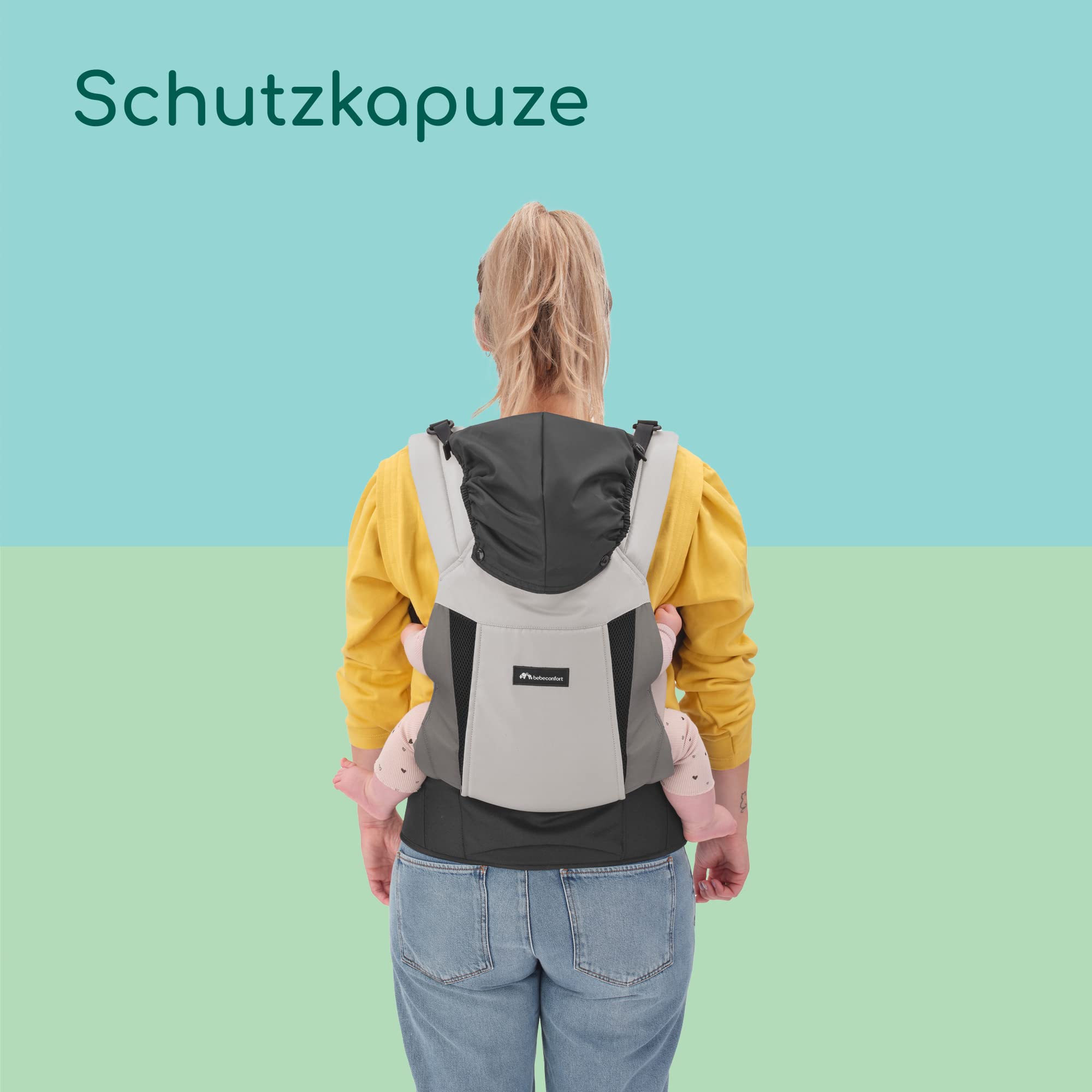Bebeconfort PhysioNest Babytrage, Ergonomische Bauchtrage, nutzbar ab der Geburt bis ca. 3,5 Jahre, max. 15 kg, Grey Mist