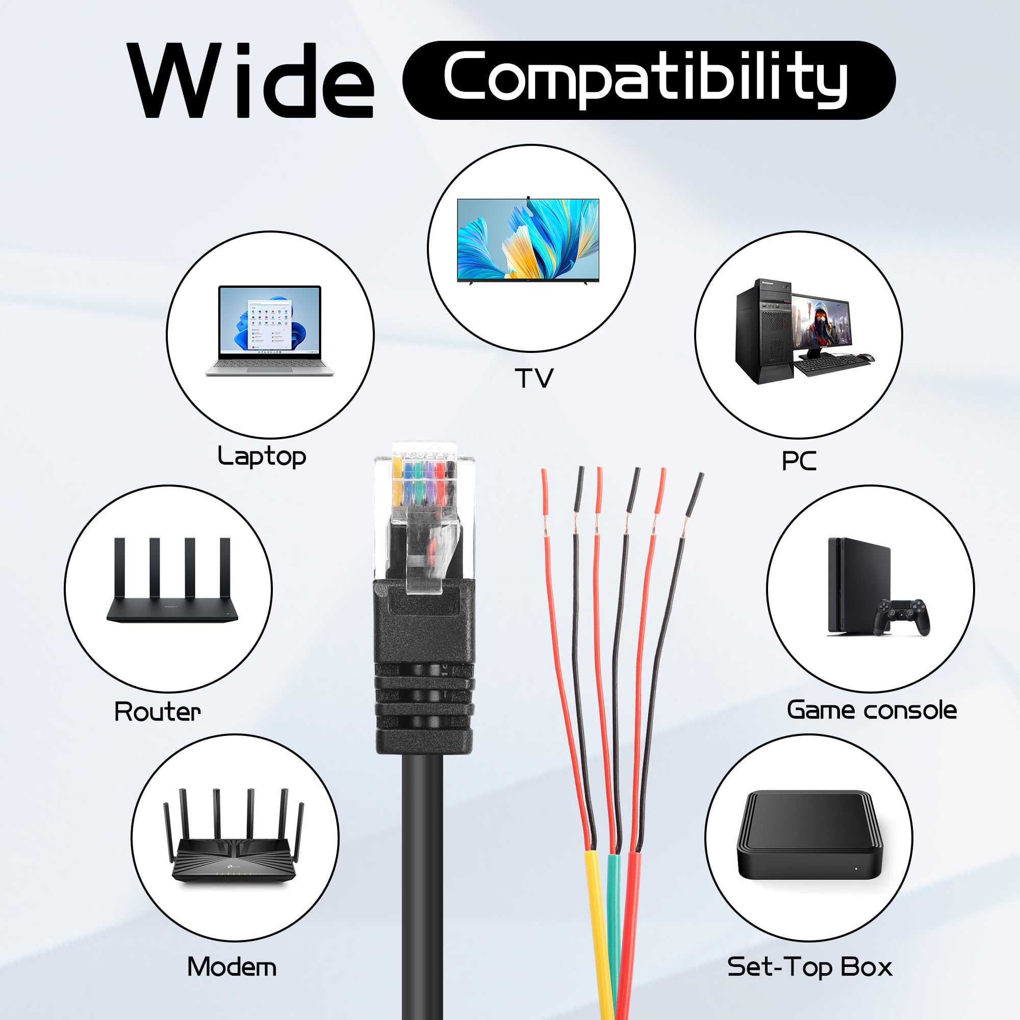 YAODHAOD Connettore RJ11/12 6P6C su cavo a 6 poli 1,5M, utilizzato per linea telefonica RJ11, connessione Ethernet, adattatore CCTV, monitoraggio di rete e connessione sensore DIY YAODHAOD Connettore RJ11/12 6P6C su cavo a 6 poli 1,5M, utilizzato per linea telefonica RJ11, connessione Ethernet, adattatore CCTV, monitoraggio di rete e connessione sensore DIY