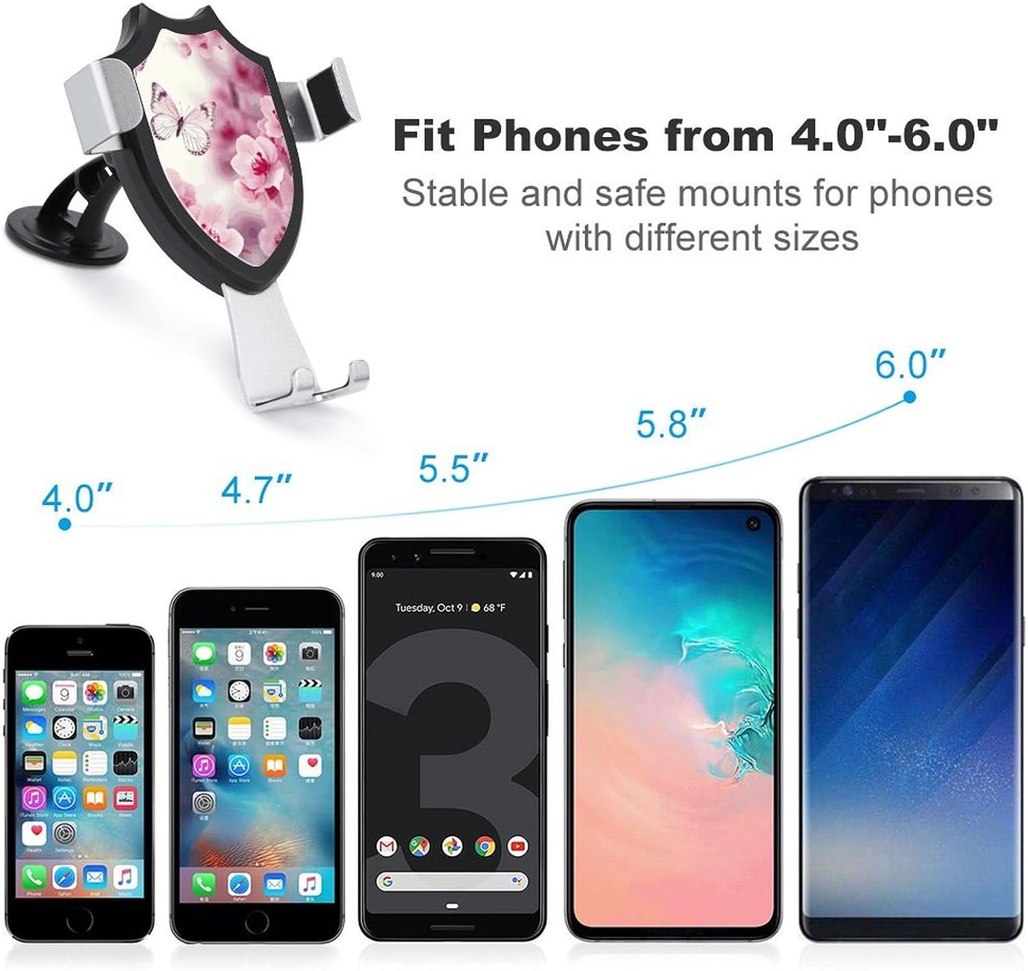 Portable Car Phone Holder Mount with Suction, Ventilation Clip image 3