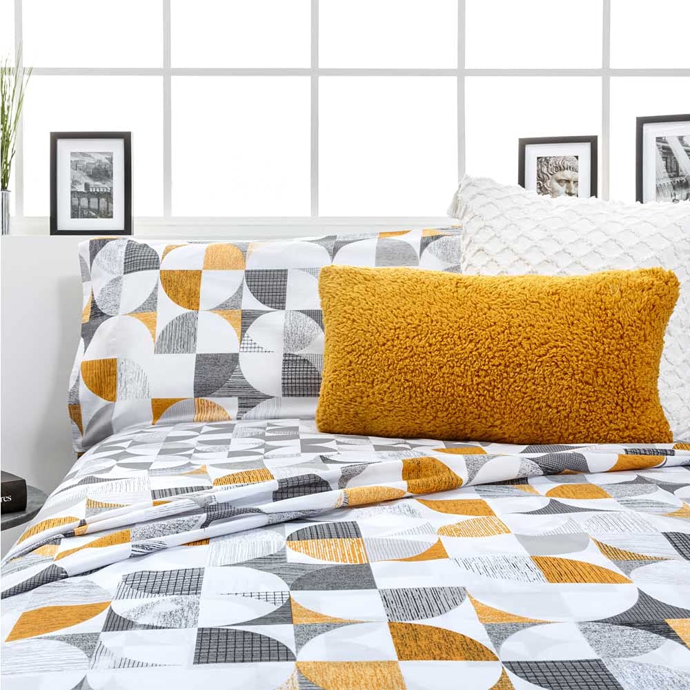 COTTON ARTean Juego de sabanas Cama de 150 Algodón Poliester Carnaby Gris | Incluye 4 piezas: encimera, bajera ajustable, 2 fundas de almohada. Certificado OEKO-TEX