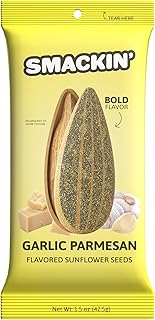SMACKIN' Sunflower Seeds, Roasted Jumbo Small-Batch, American Made - Garlic Parmesan. 1.5oz bags (36 Pack)