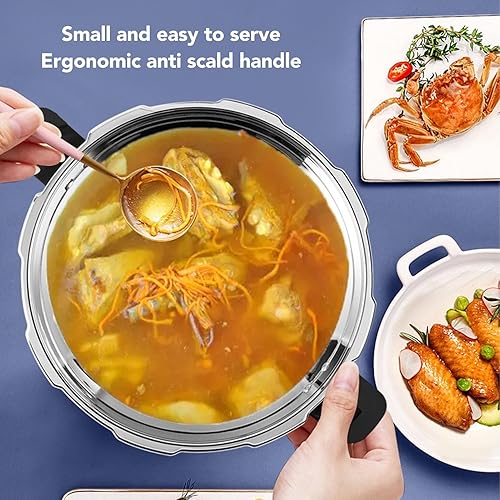 Miniatura 8 de Olla a presión de acero inoxidable, mini olla a presión compacta, ollas de conducción rápida de calor de 3 litros para estufas de gas eléctricas