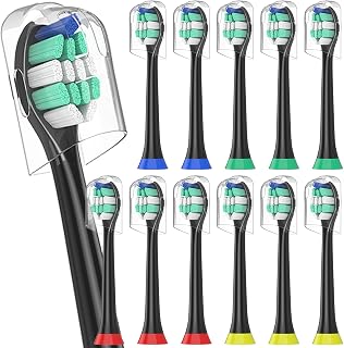 Replacement Toothbrush Heads Compatible with Philips Sonicare Toothbrush Head, Electric Toothbrush Heads Compatible with Philips Sonic Care Toothbrush Replacement Heads, 12 Pack, Black
