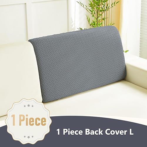 Miniatura 3 de Fundas mágicas para sofá modular, universales, resistentes al desgaste y elásticas con textura (gris, funda del respaldo, L)
