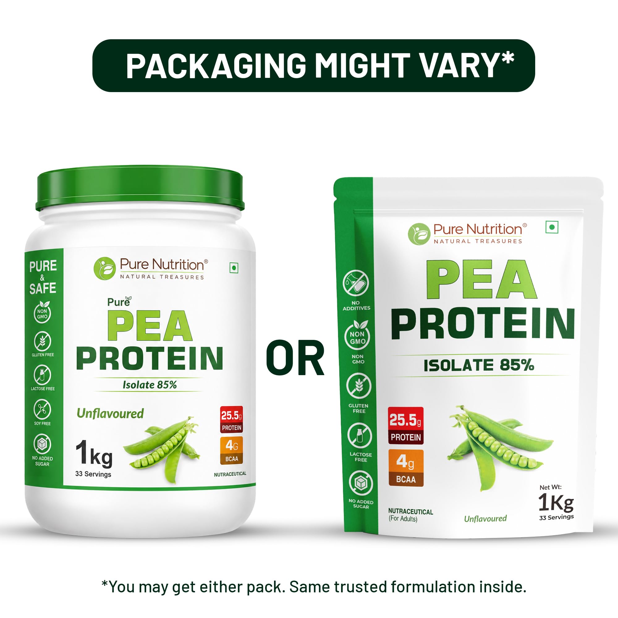Pure Nutrition Pea Protein Isolate Powder | Plant Based Protein Powder with Pure Pea Protein Isolate | Vegan Protein Powder for Muscle Recovery & Strength Support | High Protein Dairy Free & Gluten Free Pea Plant Protein for Men & Women - 1kg Unflavoured 3