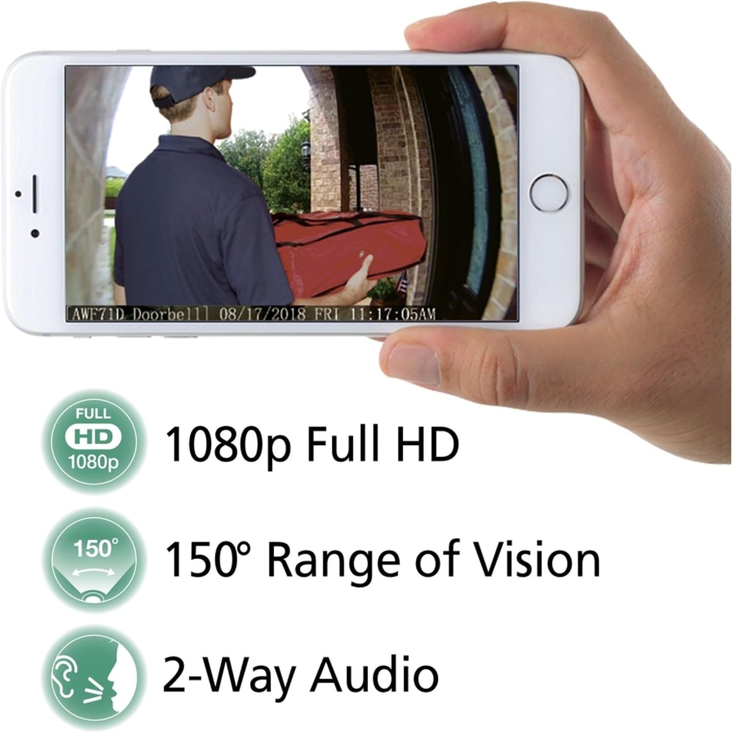 ALC AWF71D Sighthd Video Doorbell with 1080P Full HD Wi-Fi Camera
