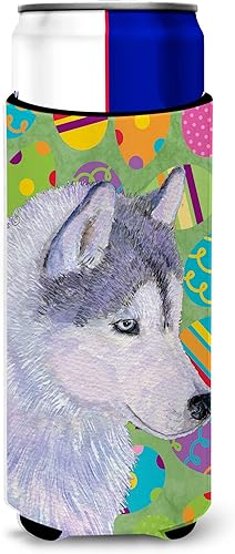 Tesoros de la Caroline ss4809-parent Husky siberiano eggtravaganza Ultra Beverage aislantes para latas ss4809muk Slim, de Pascua, multicolor,