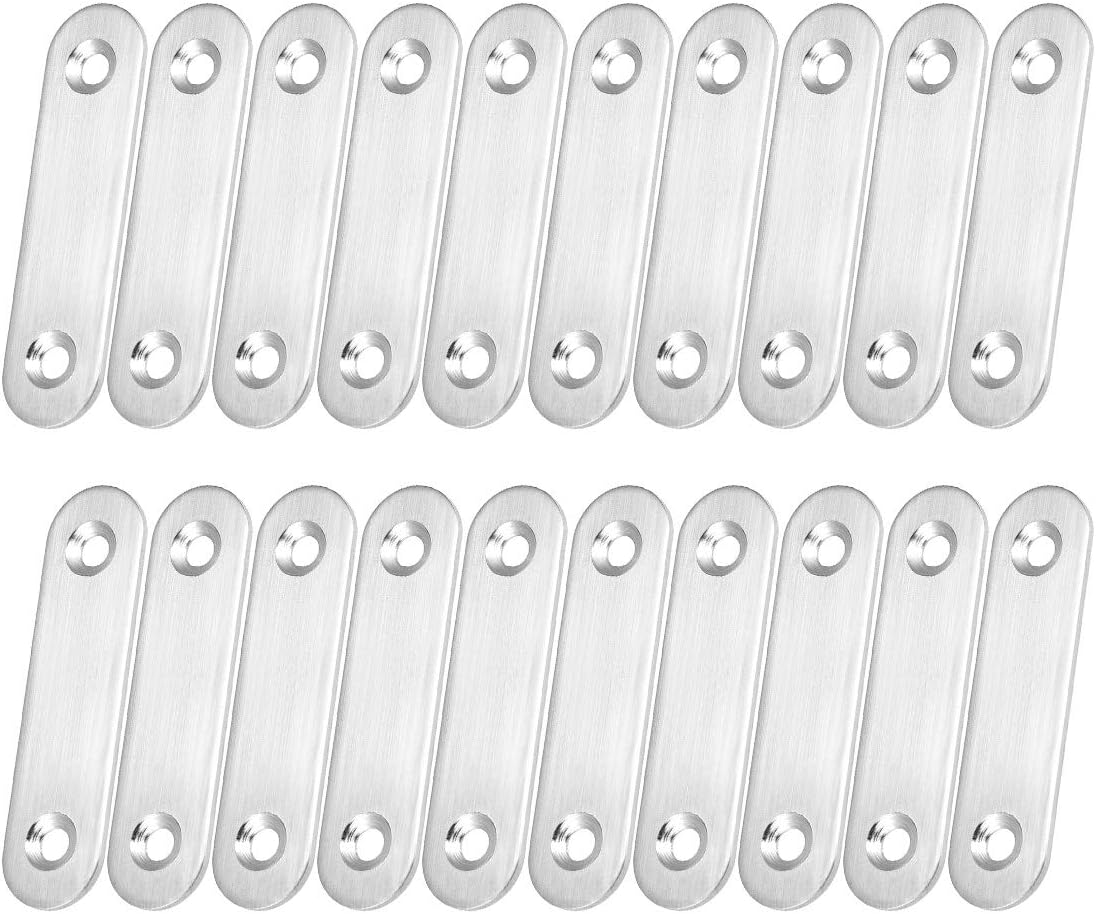 uxcell Repair Plate, 60mm x 16mm, Flat Fixing Mending Bracket Connector with Screws, 20 Pcs