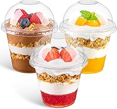 Qeirudu 50 Pack 9 Oz Clear Plastic Dessert Cups with Dome Lids No Hole, Parfait Cups Party Serving Cups for Ice Creams, Cakes, Fruits, Snacks