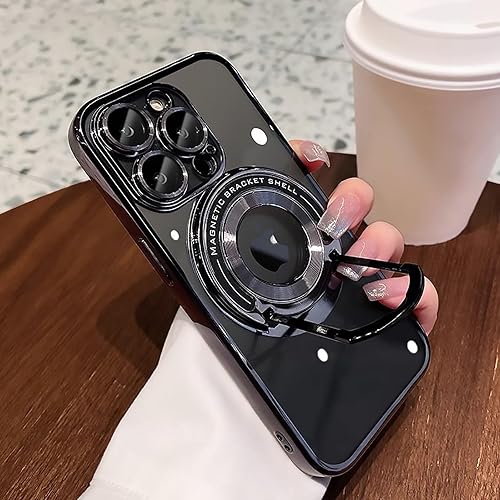 Uioeua - Funda magnética transparente compatible con iPhone 14 Pro Max, soporte transparente de lujo, funda MagSafe con protector completo de lente
