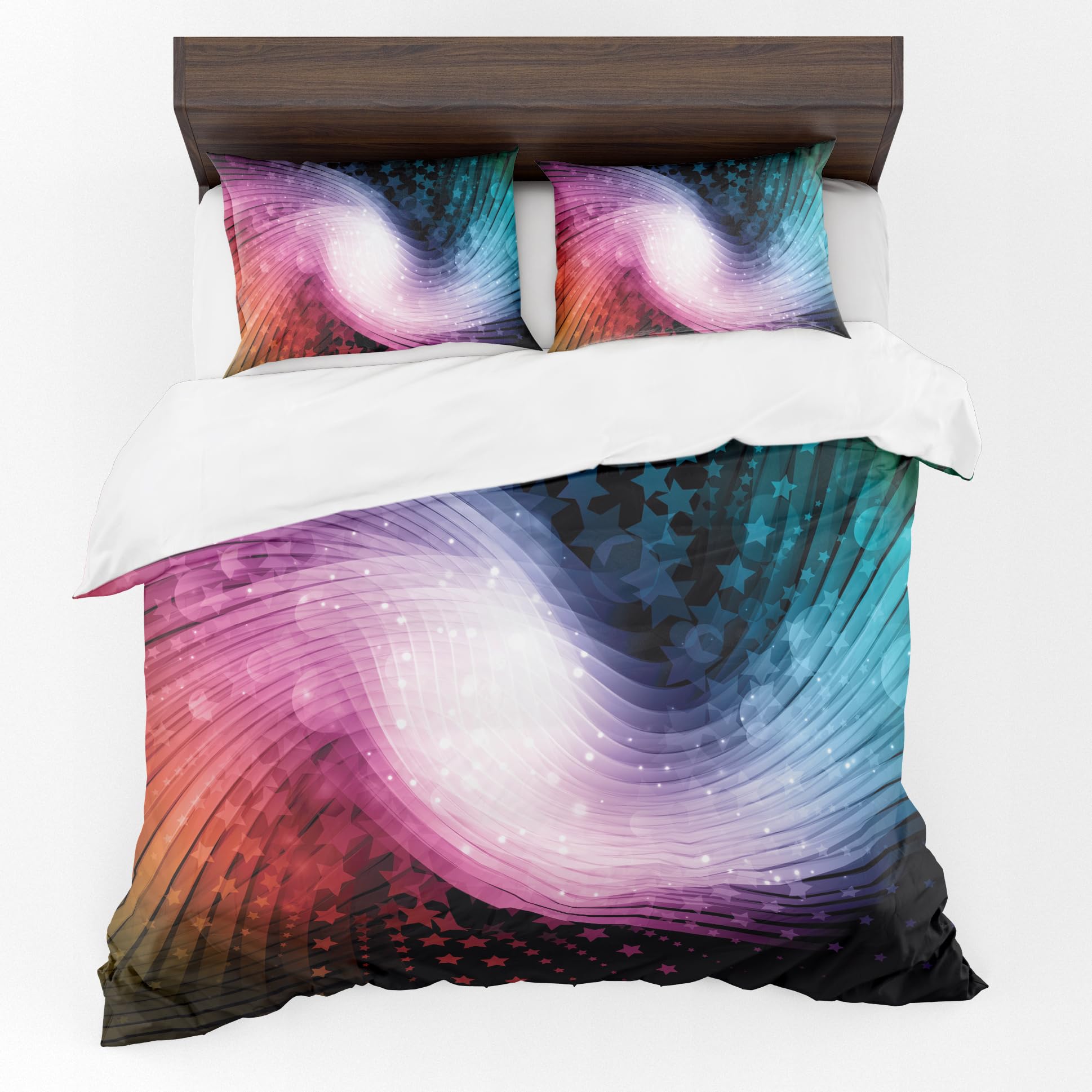 Adam Home 3D Floral Duvet Cover Set With Pillowcases Home Bedroom Décor Digital Printed Microfiber Super King Bedding Set Made in UK|Colorful Galaxy