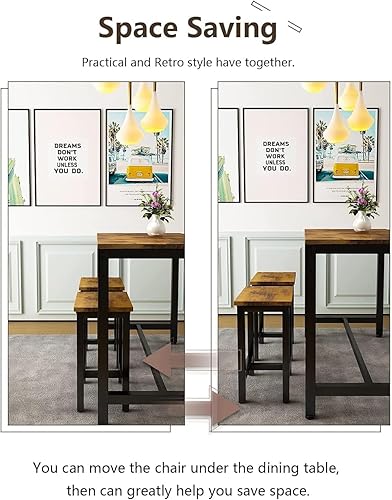 Miniatura 5 de Hooseng Juego de mesa de comedor de 5 piezas, mesa de comedor moderna de altura de barra y juego de bar con 4 sillas, juego de mesa de cocina y