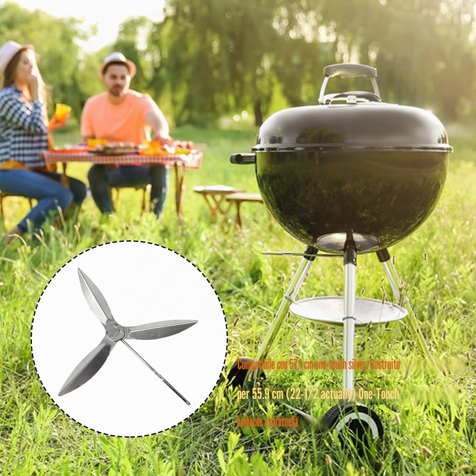 2 set di 22-1/2" One-Touch Kit di pulizia 57 cm compatibile con Weber Grill Parts, 7444 Weber Kettle Barbecues, pezzi di ricambio