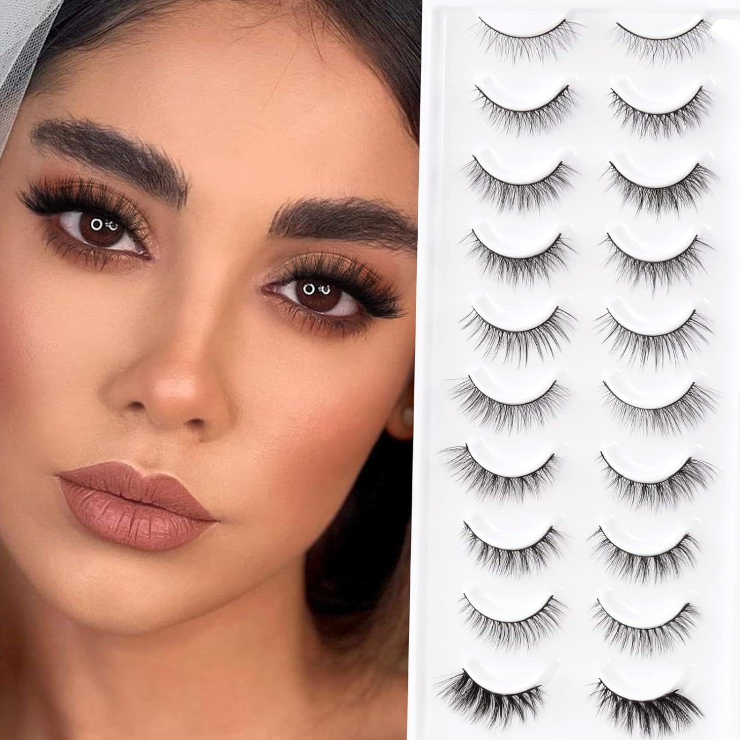 Faux Cils 3D Effet Vison Naturel MYTEX-SHOP - 10 Paires, Noir, Volume Intense