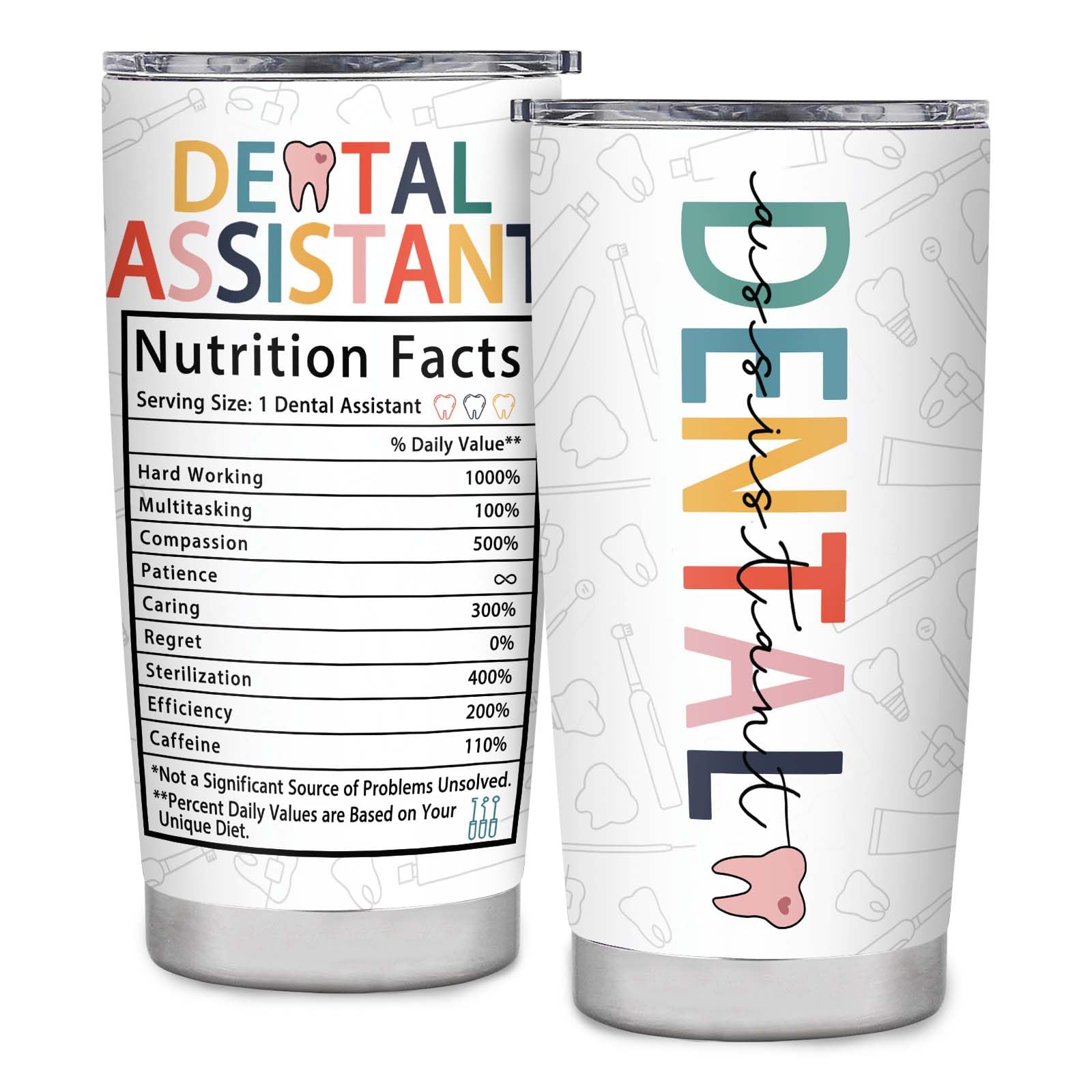 Dental Assistant Gifts for Women, Inspirational Gifts for Dental Office, Dental Assistant Must Haves Tumbler, Dental Assistant Appreciation Travel Coffee Tumbler Mug Cup 20oz