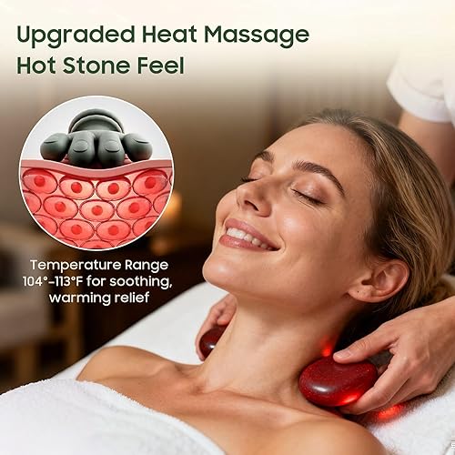 Miniatura 5 de Masajeador de cuello con calor  Masajeador de cuello y hombros Shiatsu para masaje de tejido profundo, alivio del dolor cervical, espalda, hombros y