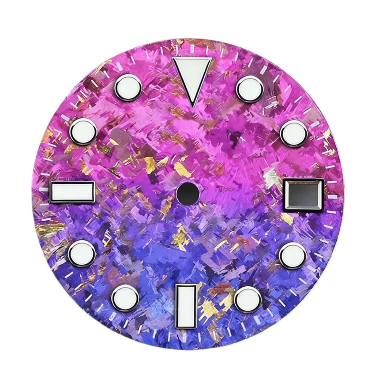 1 Stück Eiskristall 28,5 mm Zifferblatt NH35 Uhrwerk Blau Grün Lume Zifferblatt Kein Logo Zubehör Zifferblatt(Gradual Purple,Gold Index Blue lume)