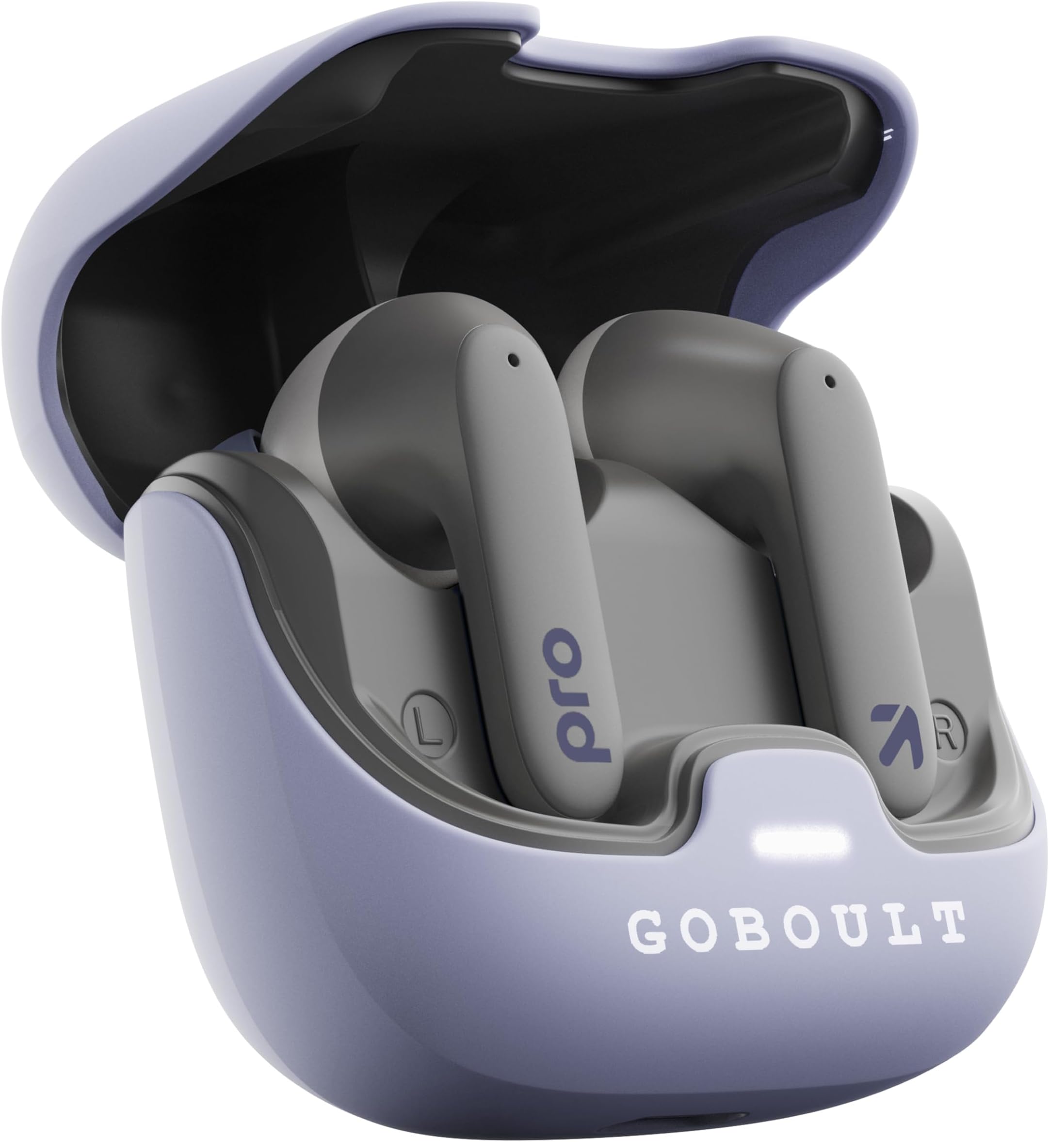 GOBOULT Z40 Pro with 100H Playtime, Zen Quad Mic ENC, 45ms Low Latency Gaming, Premium Rubber Grip Case, 13mm Bass Drivers, BT 5.3, TWS Truly Wireless in Ear Earbuds (Lavender)